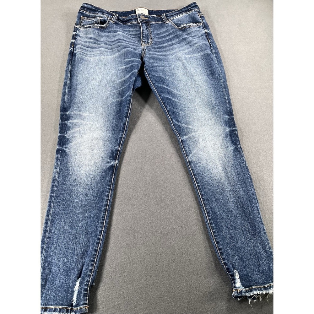 BKE Denim Women's Payton Skinny Medium Wash Size 34S Distressed Hem Ankle Jeans